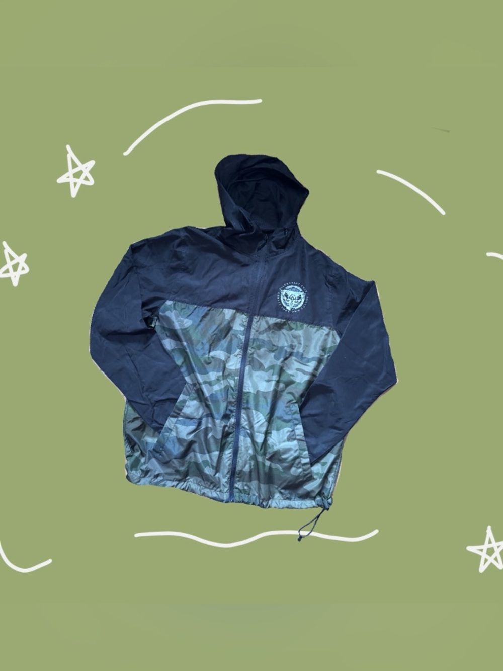 Blackcraft Cult Windbreaker Camo and Black Size Large